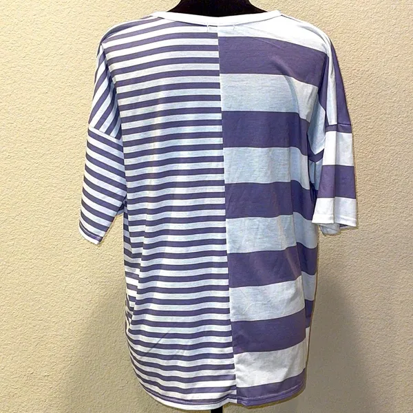 Boohoo Baggy Purple & White Striped Shirt - Image 2
