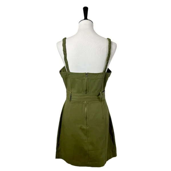 Storia Utility Dress A-line Pockets Button Front Olive Green Women’s Size L NWT - Image 4