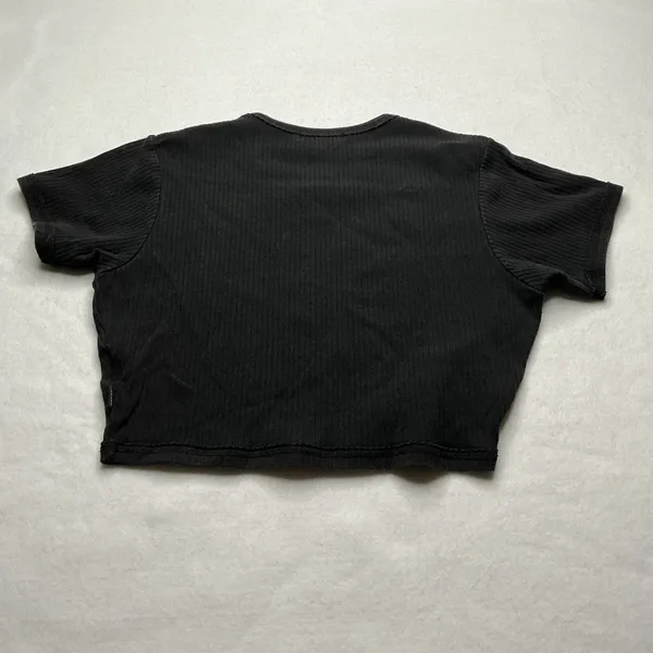 Vans Womens Ribbed Short Sleeve Crop Top Black Size L - Image 2