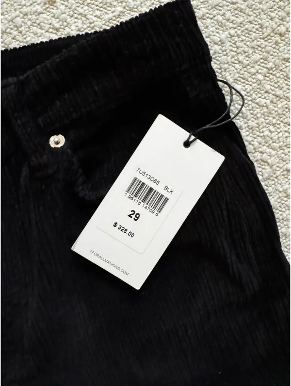 Black Ultra High-Rise Corduroy 7 For All Mankind Slim Kick Pants - Image 5
