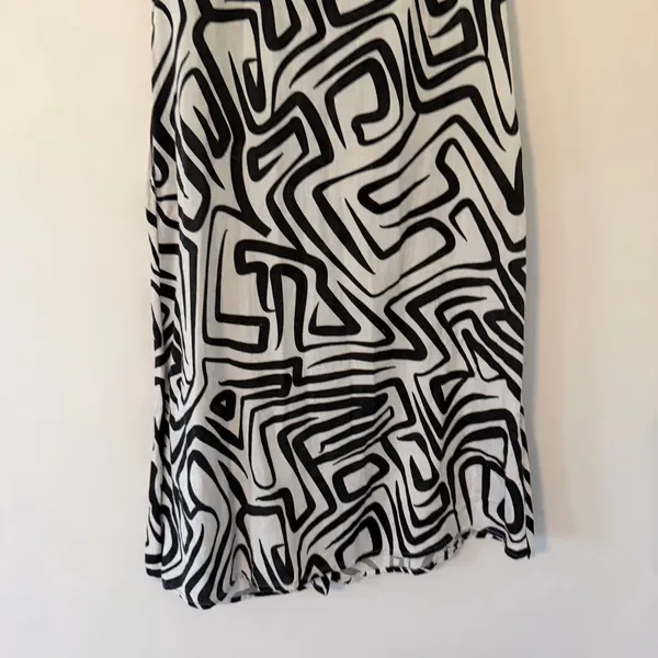 Japna Cotton Flax Linen‎ Blend Geometric Artsy Button Front Shirt Dress Size Med - Image 8