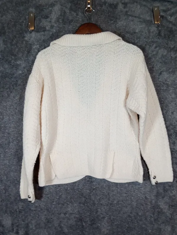 Vintage Fisher H8ll Hand Knit Worsted Wool Cropped Cardigan Preppy Cottage M - Image 7