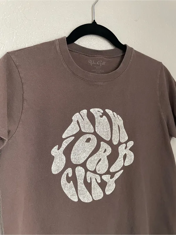 Brandy Melville John Galt New York Graphic T Shirt Tee One Size Brown - Image 5