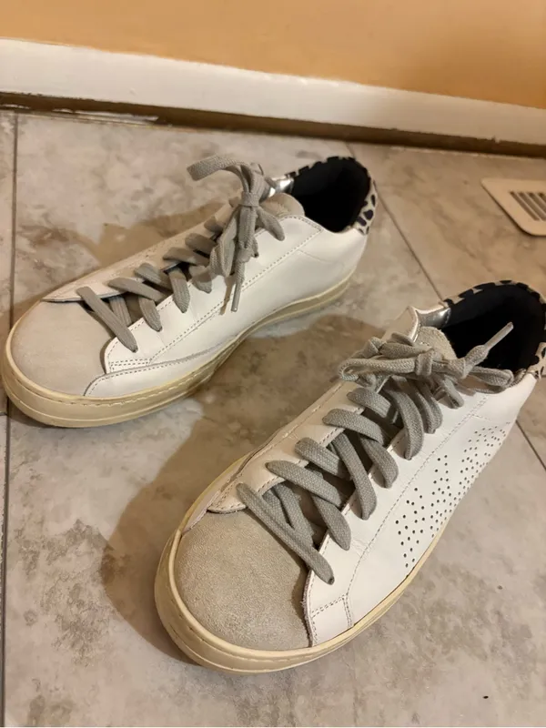 P448 John White Leopard Print Sneakers - Image 2