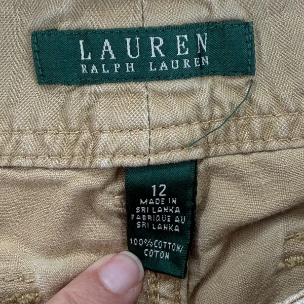 Lauren Ralph Lauren 12 Khaki Tan‎ Herringbone Cotton Straight Leg Chino Pant - Image 3