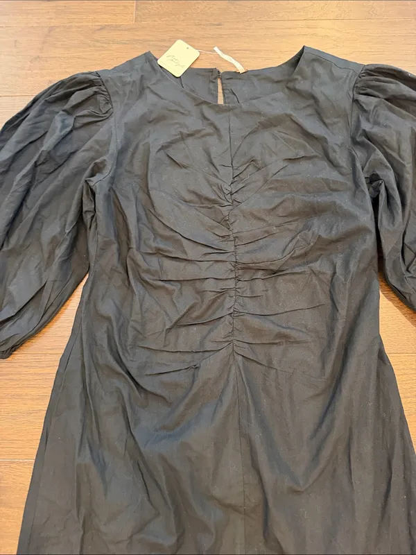 Free People Hope Mini Dress Black Puff Ballon Sleeves Womens - Medium - C30-108 - Image 5