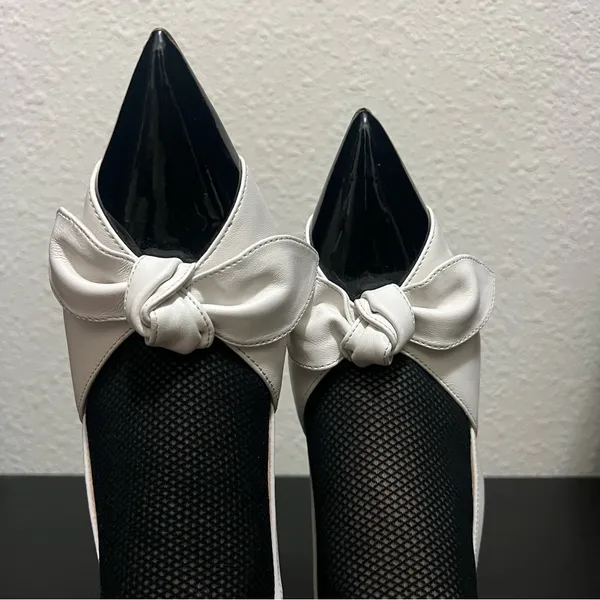 Ann Taylor Black and White Bow Heels - Image 3