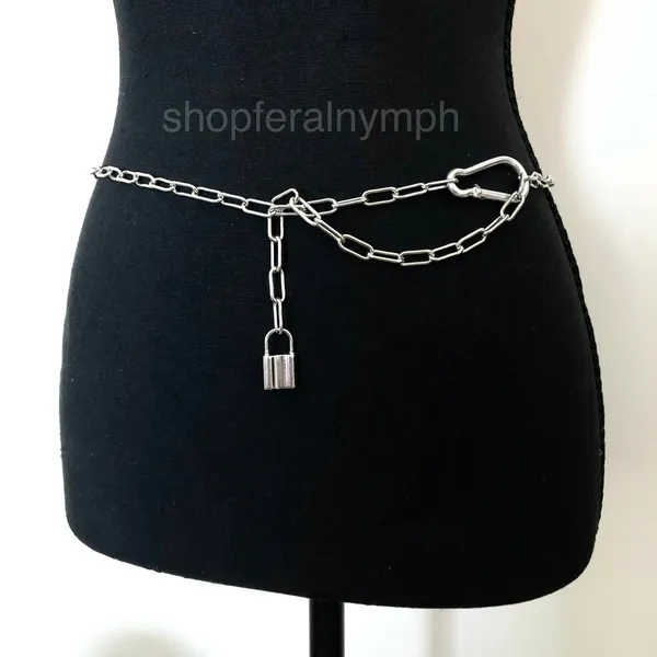Vintage Y2K Cyberpunk Silver Padlock Chain Belt, Fits Up to 37 Inches, X7GA1226 - Image 4