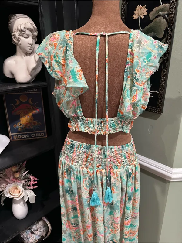 India Boutique Green & Orange Floral Two‑Piece Set - Image 7