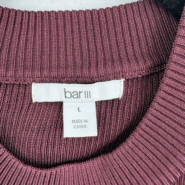 Bar III Ribbed Knit Dress Womens Large Burgundy Open Back Bodycon Midi Maxi Fall - Image 5