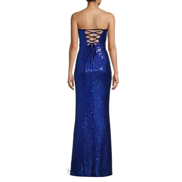 Emerald Sundae Dress XS Strapless Sequin Front Slit Lace‎ Up Mermaid Gown NEW - Image 2