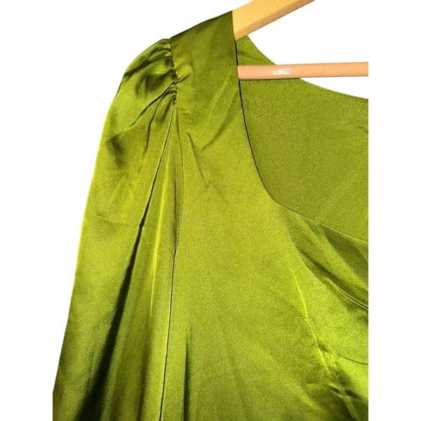 New Forever 21 Satin Ruched Mini Dress Women's‎ Large Green Sexy Event Wedding - Image 7