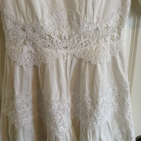 Endless Rose‎ Lace Trim Puff Sleeve Minidress White Sz S Coquette Cottage Core - Image 3