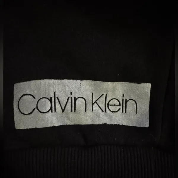 Vintage Calvin Klein Black Sweatshirt Silver‎ Gray Logo Crewneck oversized XXL - Image 6
