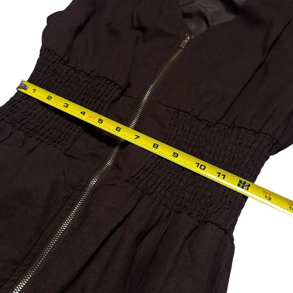 Joie Linen Blend Chocolate Brown‎ Zip-Front Midi Dress Quiet Luxury Old Money M - Image 12