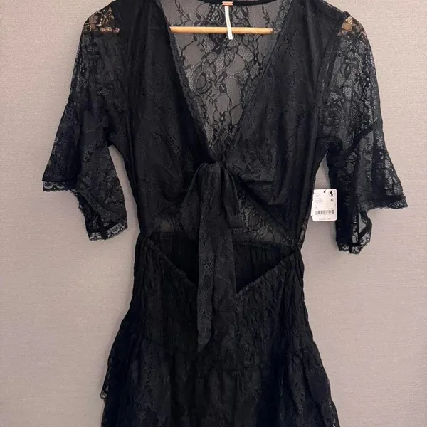 Free People Reversible Lala Lace Mini Dress Black Size‎ Small NWT MSRP $128 - Image 4