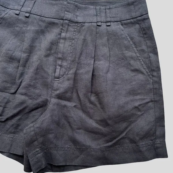 Free People Chelsea Pleated Linen Shorts Black Size 10 100% Linen High Rise - Image 4