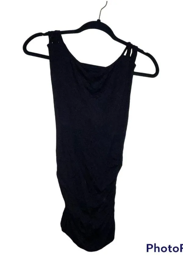 Wet Seal Black Lattice Striped Tan Dress - Image 2