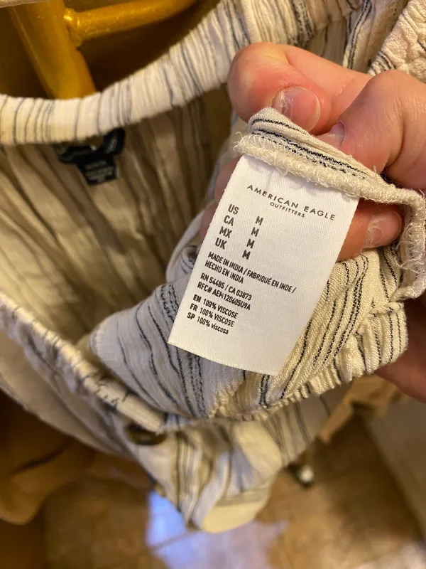 American Eagle Outfitters Ivory White Gray Striped Blouse - Image 4