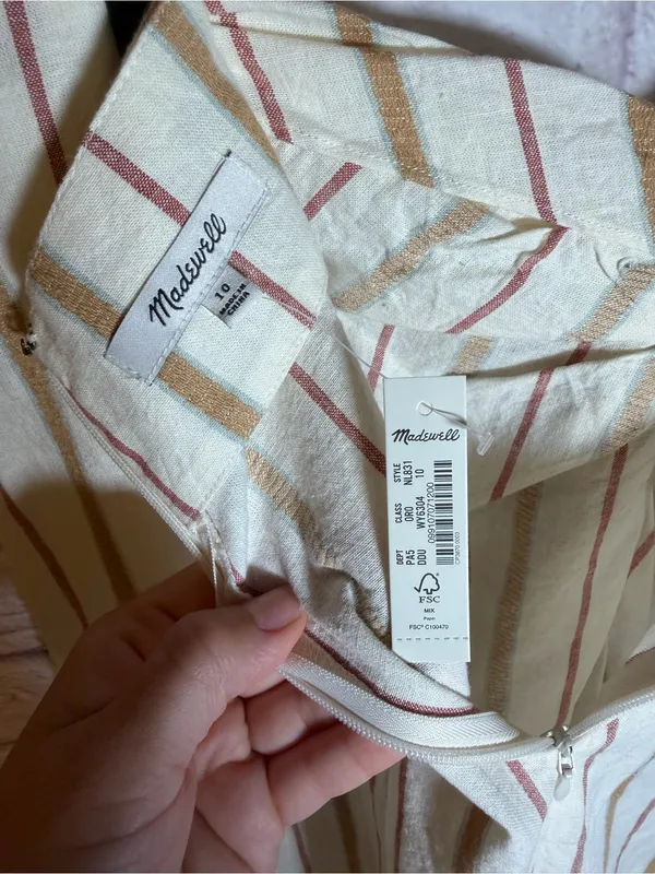 Madewell Twist-Front Sarong Midi Skirt‎ in Stripe women’s size 10 - Image 6