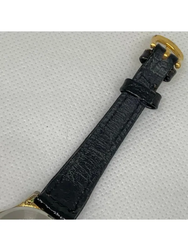 Vintage Q&Q women’s watch 22mm gold tone black leather band up to 7” running - Image 7