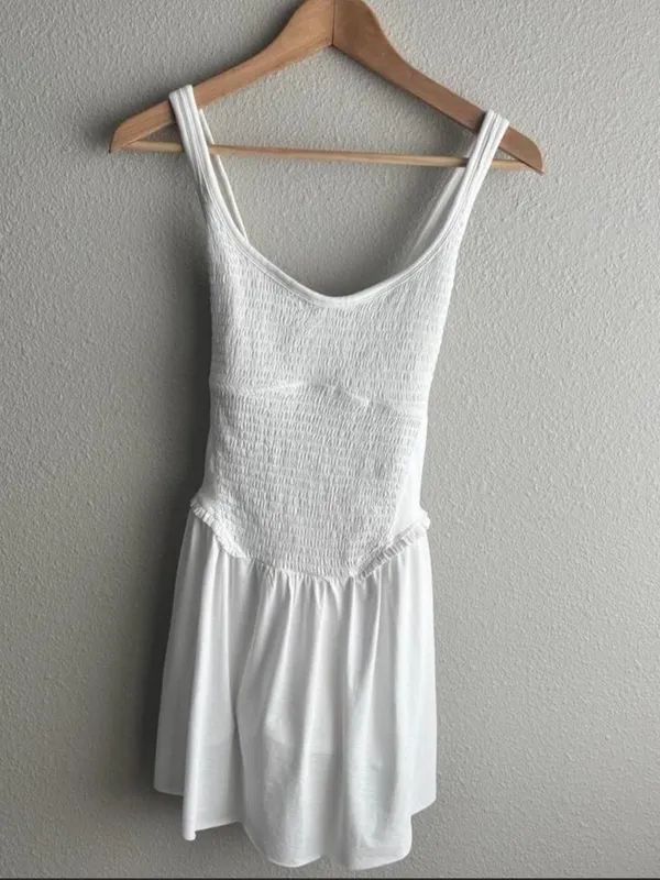 White Smocked Tennis Dress - Image 2