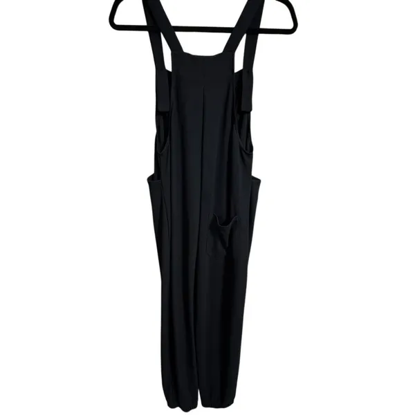 Halara Black Pockets Waffle Casual Jogger Overalls Comfy Cozy Medium NWT - Image 3