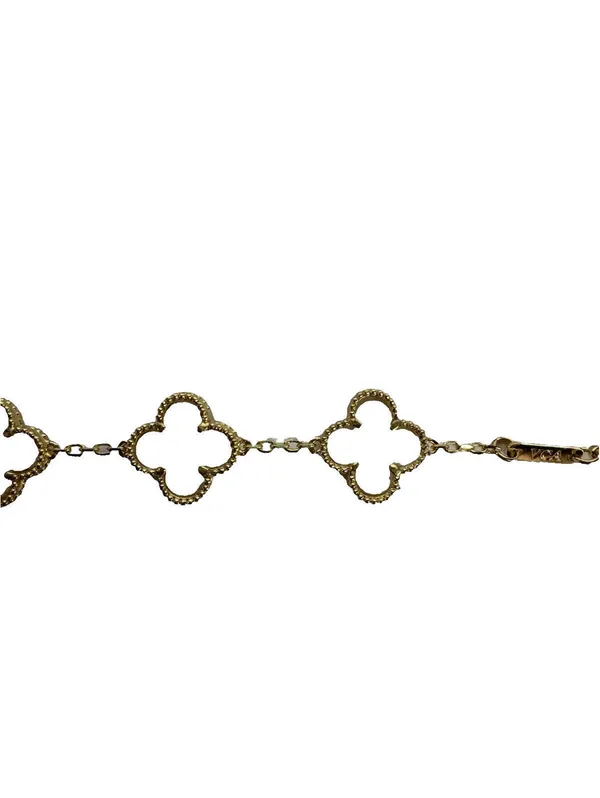 (RB) Clover Four Leaf Gold Tone Mother of Pearl Bracelet Designer Inspired - Image 6
