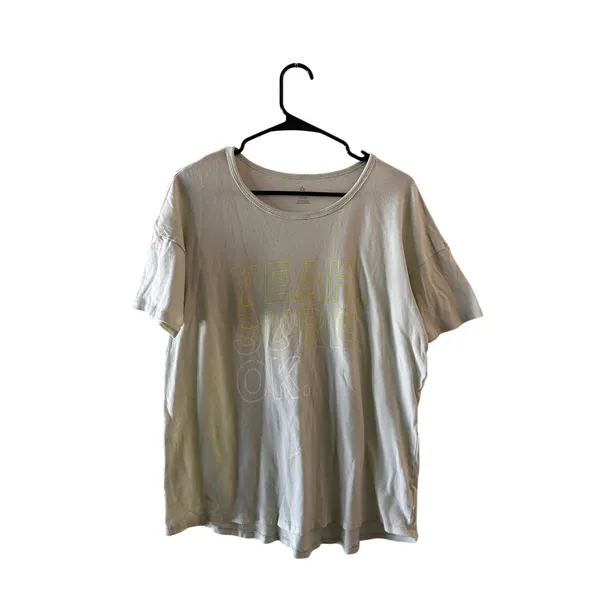 Offline by Aerie Pale Blue Green Yeah Sure Okay Graphic Tee Women Sz S - Image 3