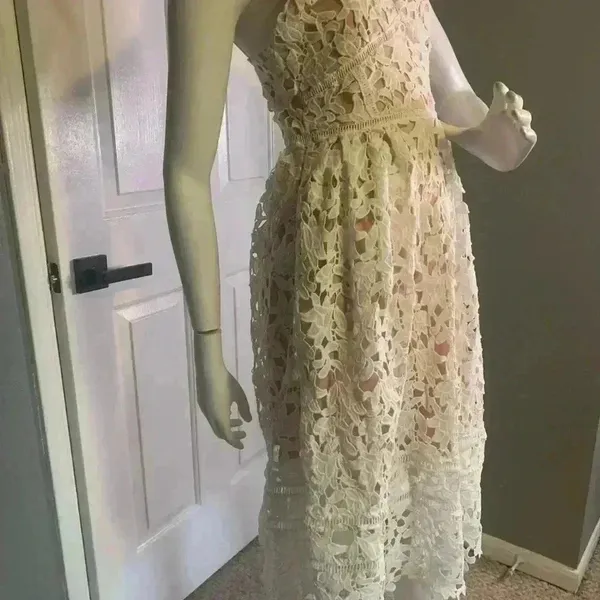 Unbranded Self-Portrait Lace Midi Dress White Size Small. - Image 2