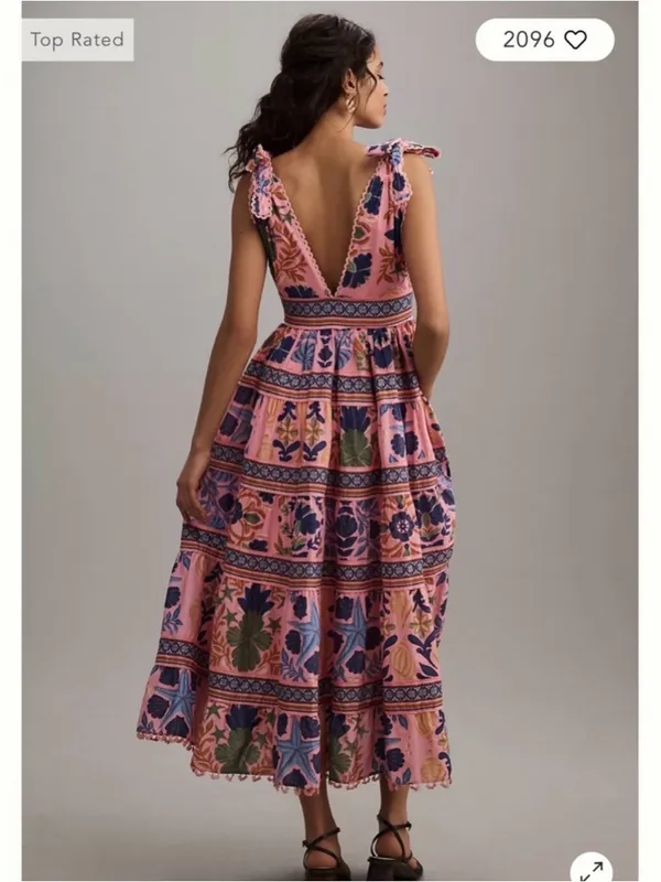 Farm Rio Seashell Tapestry Sleeveless Midi Dress size large - Image 2