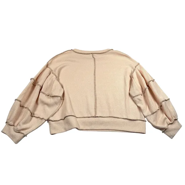 POL Sweater Womens Medium Cream‎ Beige Pullover Shirt Boho Cottagecore FKT1120 - Image 3