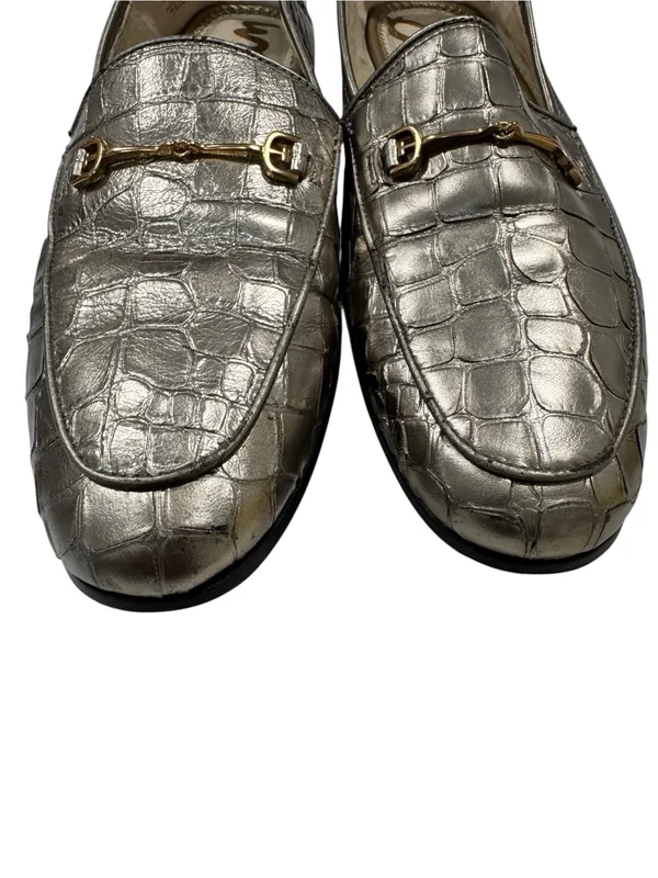 Sam Edelman Loraine Loafer Metallic Gold Crocodile Embossed Horsebit Leather 10M - Image 11