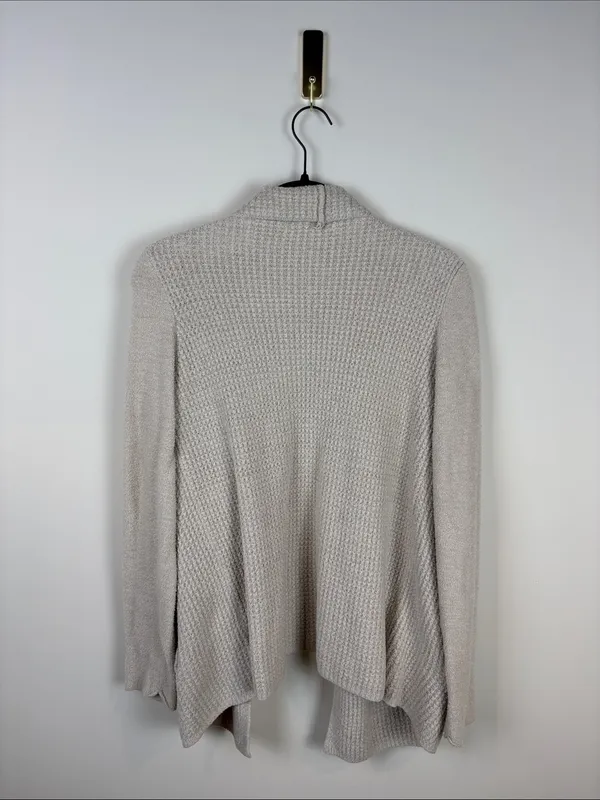 Barefoot Dreams CozyChic Lite Coastal Cardi Sweater Bisque Tan Women’s Large - Image 7