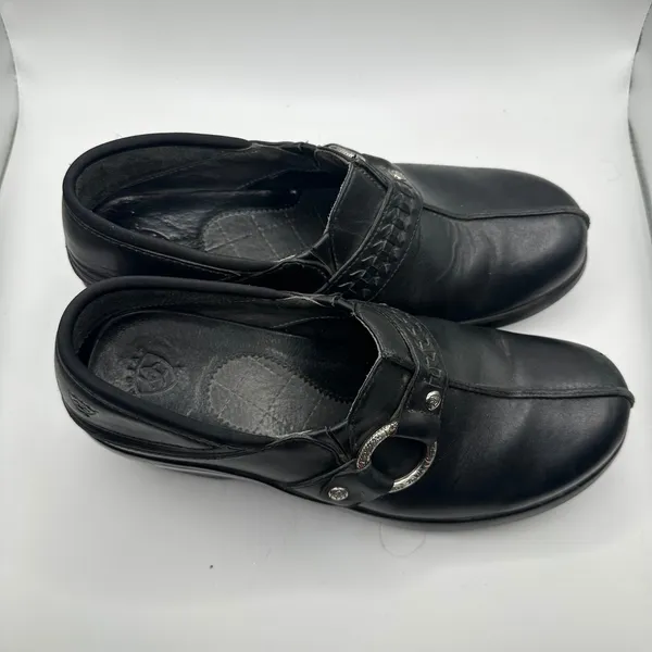 Ariat Womens Black Leather Mule Clogs Shoes Size 8.5B‎ chunky - Image 3