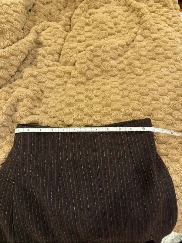 Vintage DAX Brown Pinstripe A-Line Flounce Skirt - Image 3