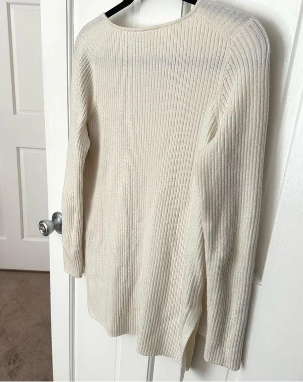 Ett:twa Amrita Ribbed Sweater Tunic Ivory Size XS - Image 6