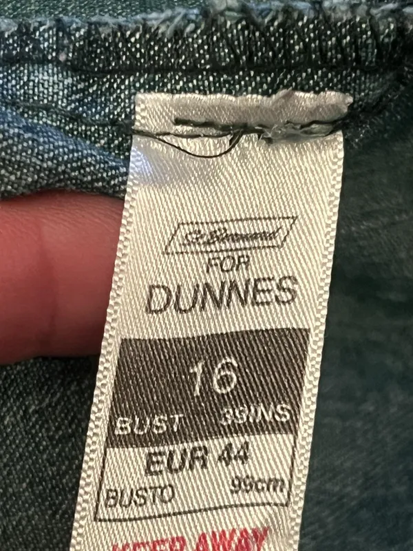 Dunnes Denim Jacket Womens 16 Blue Cropped Jean Button Front Stretch Trucker - Image 6