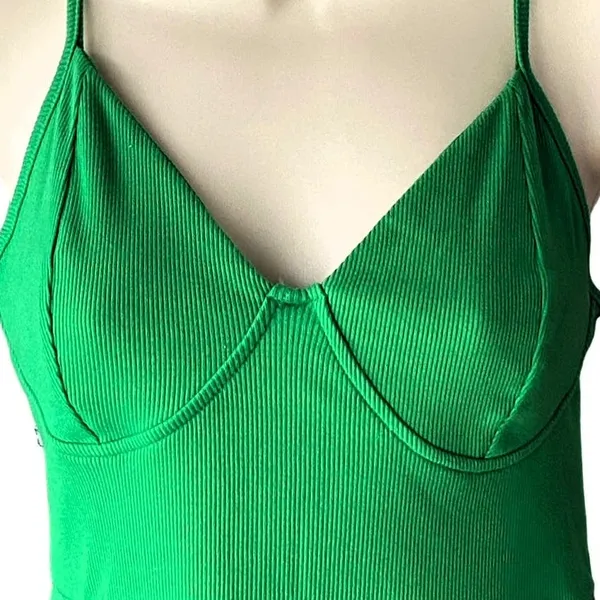 NWT ~ WILD FABLE Green Ribbed Knit Short Skater Mini Dress ~ Women's Size MEDIUM - Image 5