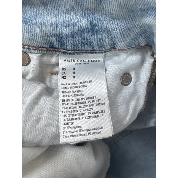 American Eagle Next‎ Level Stretch Distressed Denim Shorts Light Wash Womens 0 - Image 3