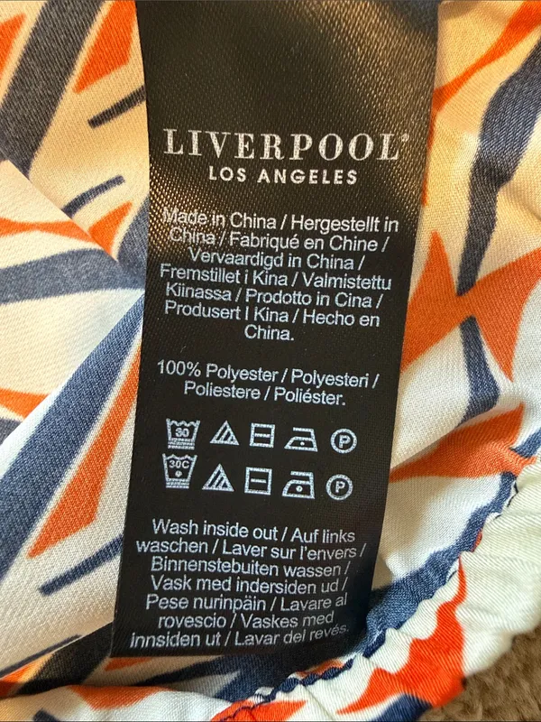 Liverpool orange / blue crossover blouse sz L - Image 3