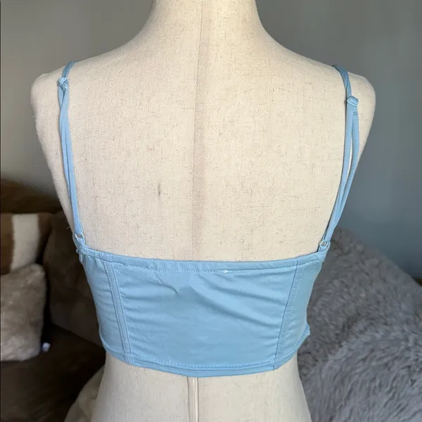 Tic Toc Light Blue Lace-Trim Camisole Bralette Top - Image 3