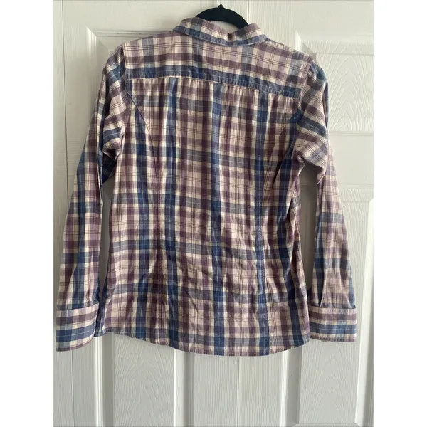 Ariat Plaid Button‎ Down Womens Size S Purple Blue Western Long Sleeve Cotton - Image 6