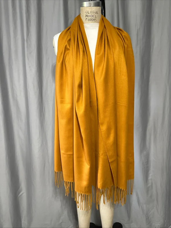 Scarf Extra Large Shawl Cashmere Wrap Scarves Soft Pashmina Dark Brown Gold - Image 4