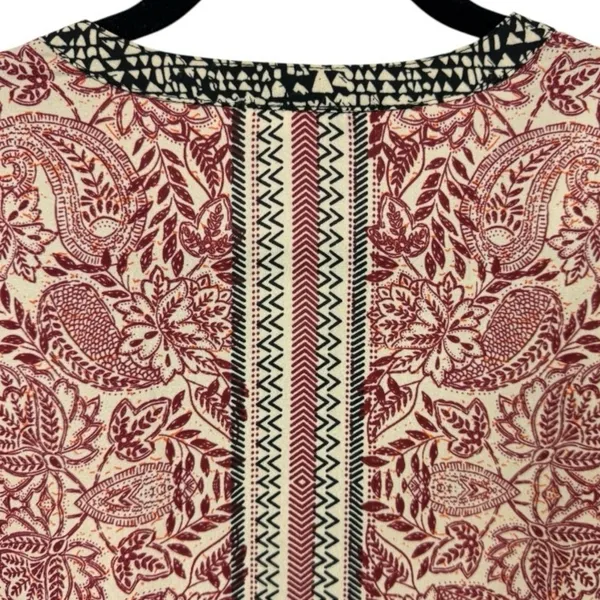 DR2 Women's Tunic Top Size Medium‎ Pink Black Paisley Boho Tassel V-Neck - Image 12