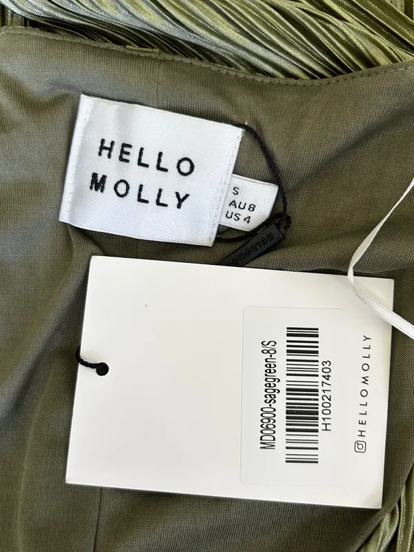 NWT Hello Molly‎ Sage Green Ribbed Plunge V Neck Long Sleeve Midi Dress Size 4 - Image 7