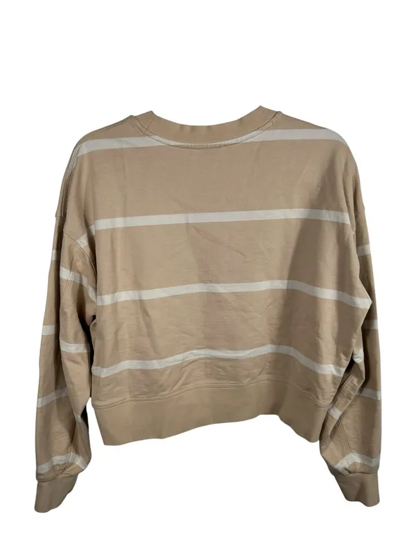Lululemon Perfectly‎ Oversized Cropped Crew Stripe Cafe Au Lait White Opal 6 - Image 4