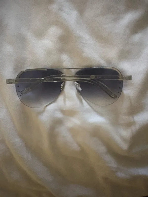 Women’s Diamond Stud Silver Metal Aviator Sunglasses Gradient Gray Lightweight Purple - Image 12