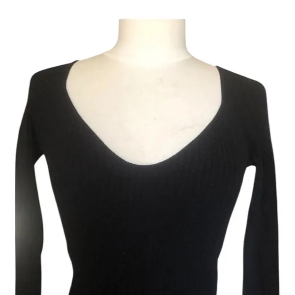 L*Space Camryn Black Ribbed Knit Sweetheart Neck Sweater Women’s Small NWT - Image 3