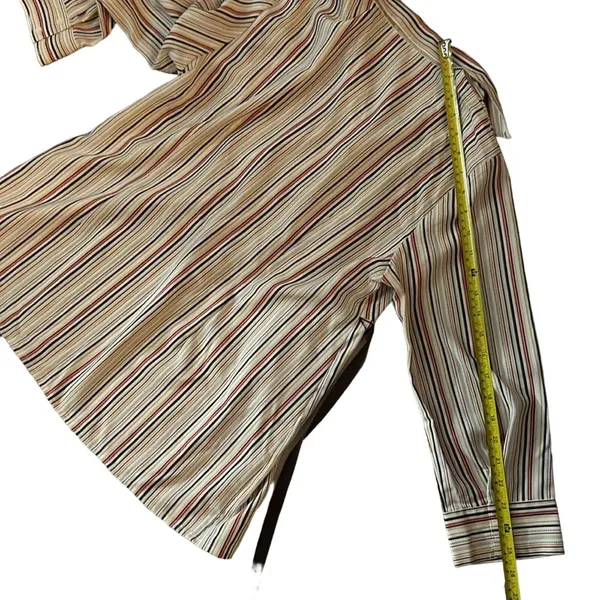 Motherhood Maternity Striped Button Up Tie Belt Elastic Waist Top L Multicolor - Image 8